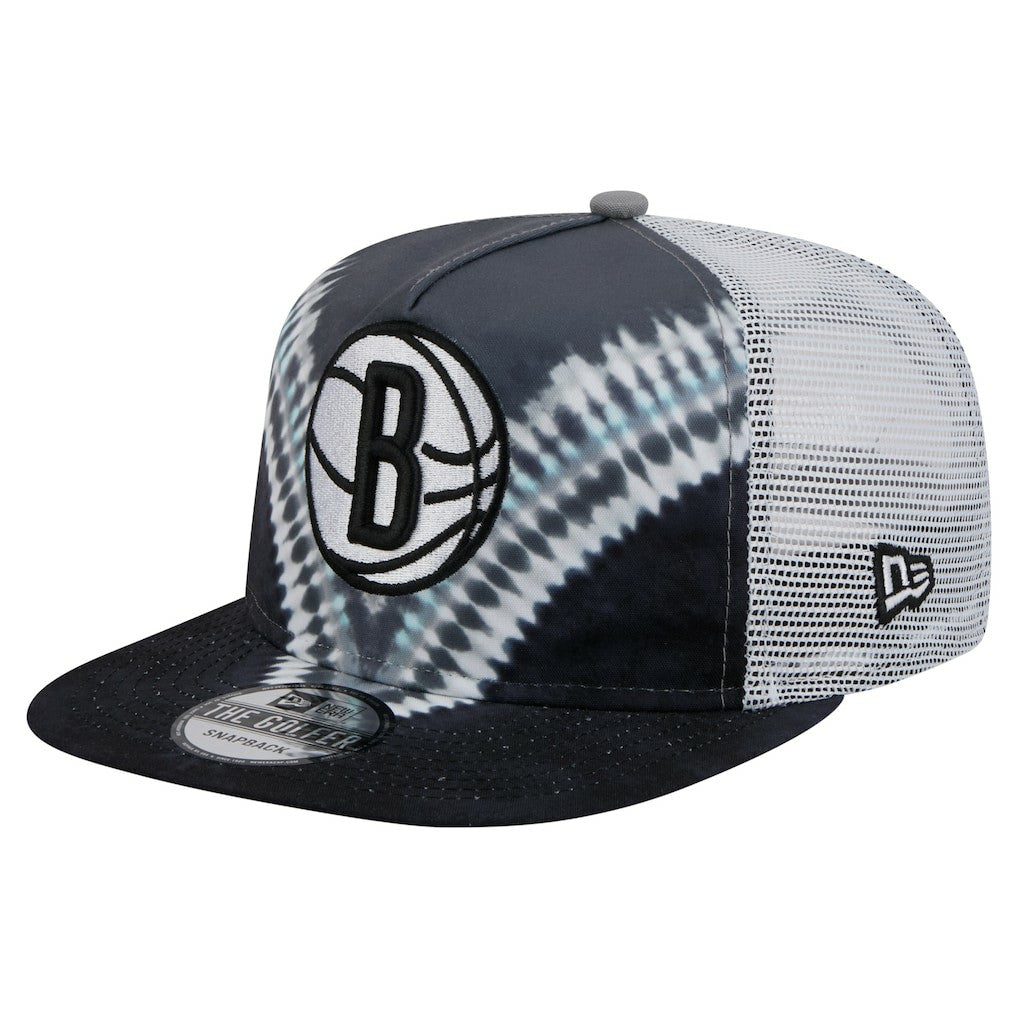 Black/Gray Brooklyn Nets Throwback Dye Golfer Snapback Hat | NBA