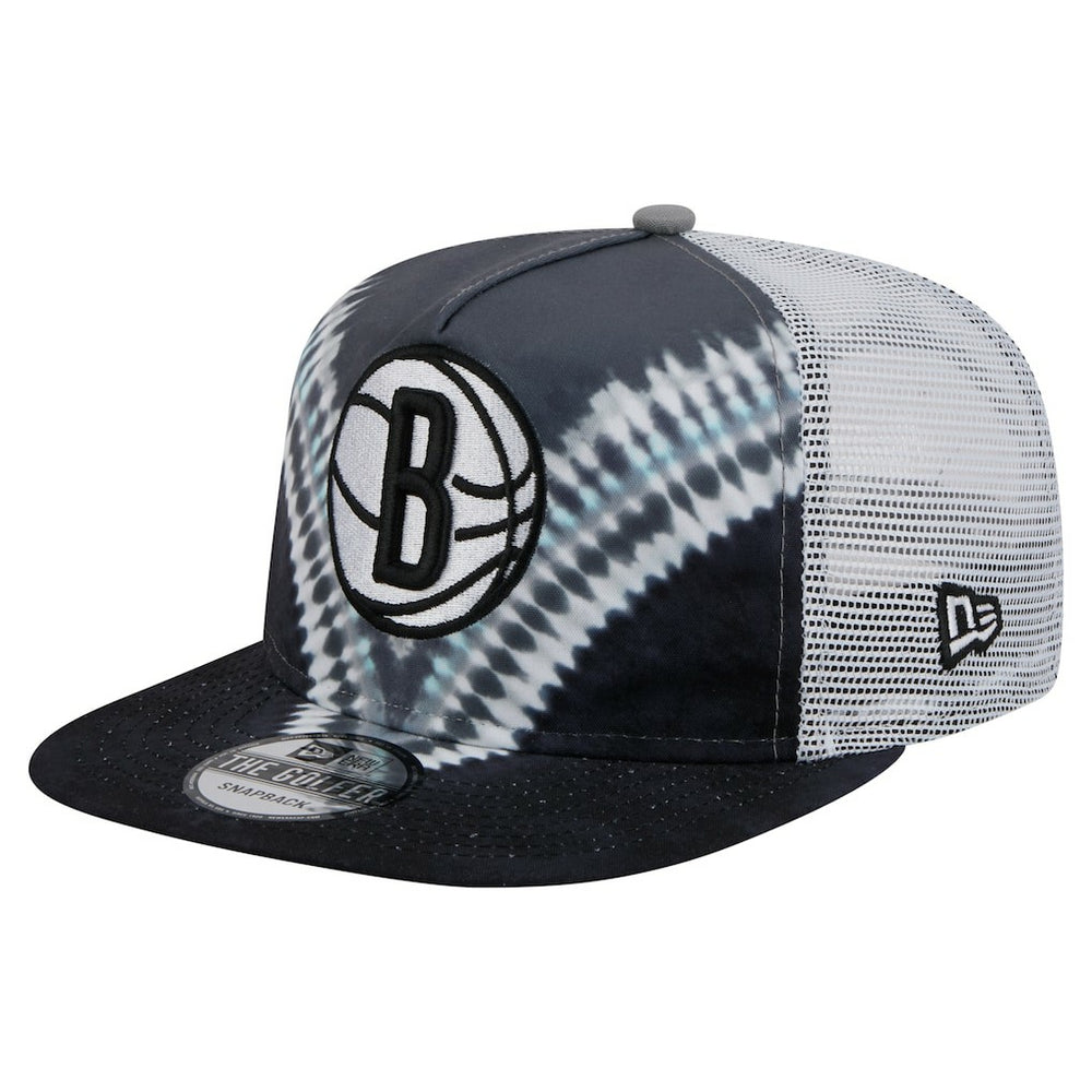 Black/Gray Brooklyn Nets Throwback Dye Golfer Snapback Hat | NBA
