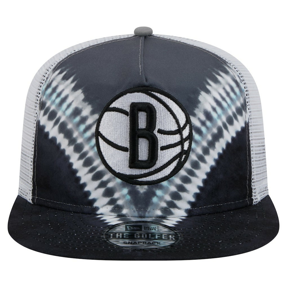 Black/Gray Brooklyn Nets Throwback Dye Golfer Snapback Hat | NBA