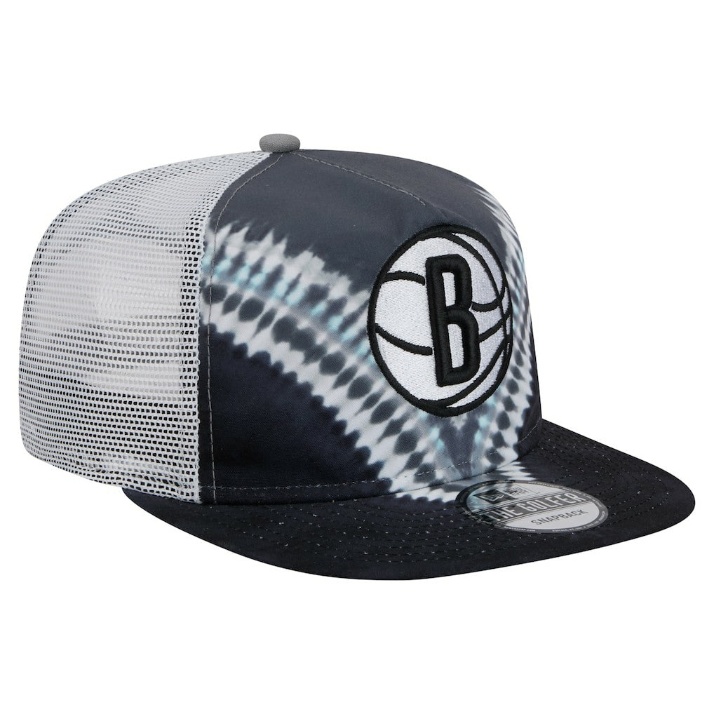 Black/Gray Brooklyn Nets Throwback Dye Golfer Snapback Hat | NBA
