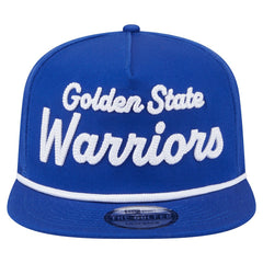 Royal Golden State Warriors Team Text Golfer Snapback Hat sale | NBA
