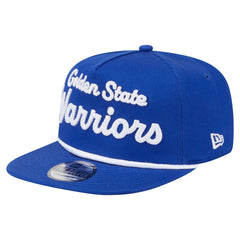 Royal Golden State Warriors Team Text Golfer Snapback Hat sale | NBA