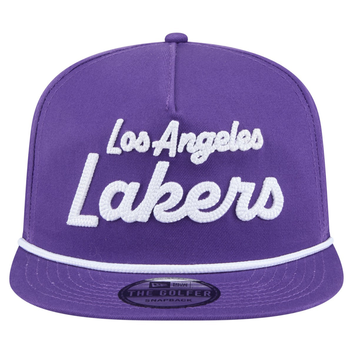 Purple Los Angeles Lakers Team Text Golfer Snapback Hat | NBA