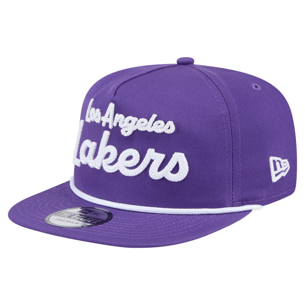 Purple Los Angeles Lakers Team Text Golfer Snapback Hat | NBA