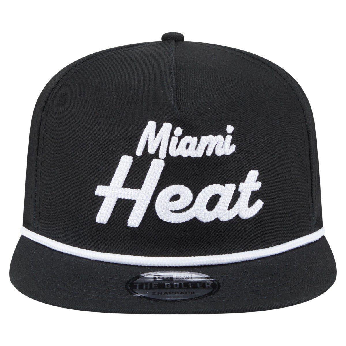 Black Miami Heat Team Text Golfer Snapback Hat | NBA