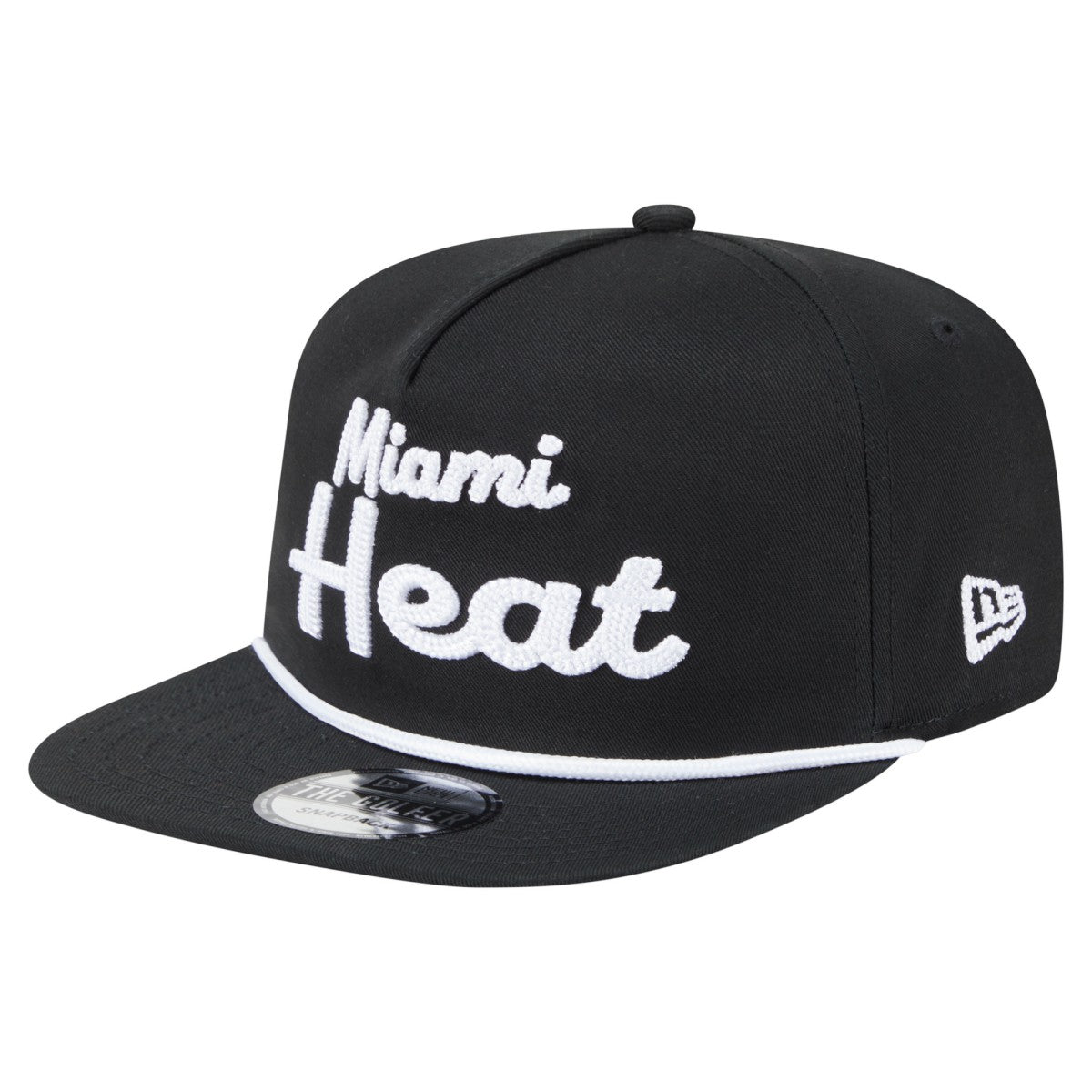 Black Miami Heat Team Text Golfer Snapback Hat | NBA