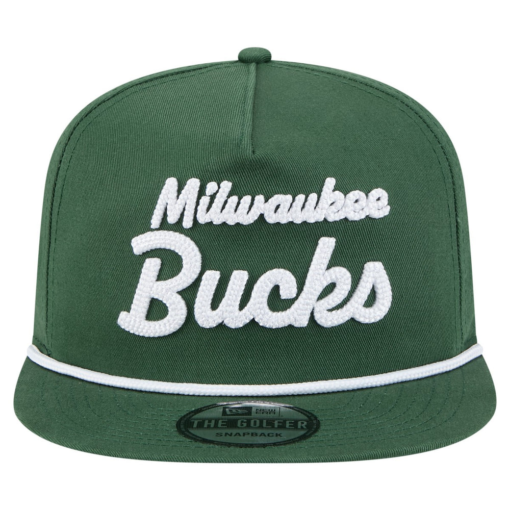 Hunter Green Milwaukee Bucks Team Text Golfer Snapback Hat | NBA