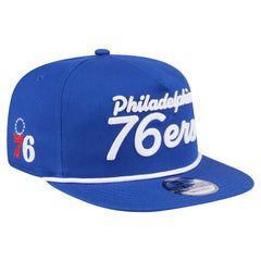 Royal Philadelphia 76ers Team Text Golfer Snapback Hat | NBA