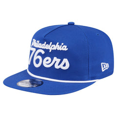 Royal Philadelphia 76ers Team Text Golfer Snapback Hat | NBA