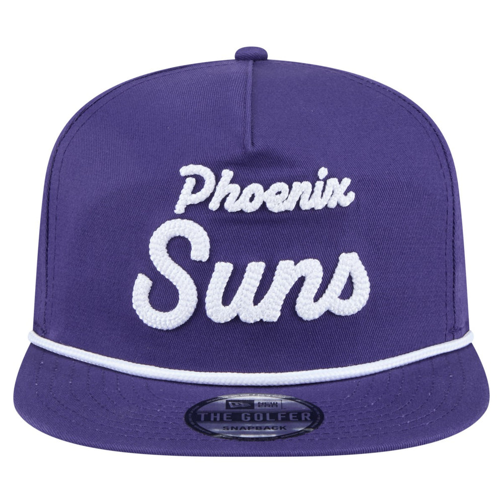 Purple Phoenix Suns Team Text Golfer Snapback Hat | NBA