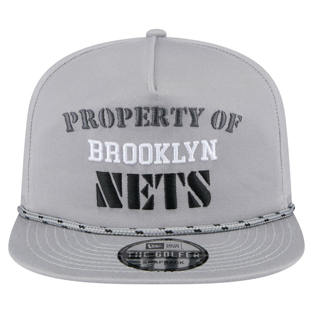 Gray Brooklyn Nets Throwback Property Of Golfer Snapback Hat | NBA