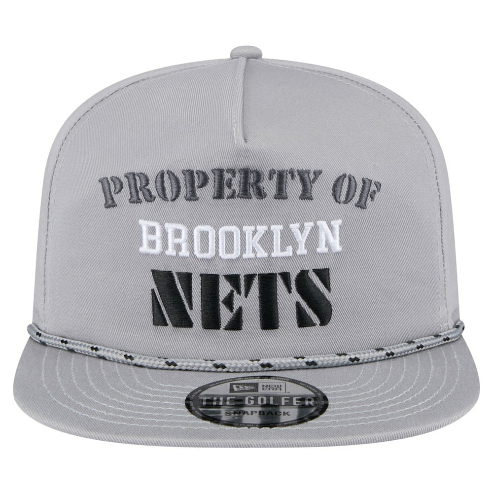 Gray Brooklyn Nets Throwback Property Of Golfer Snapback Hat | NBA