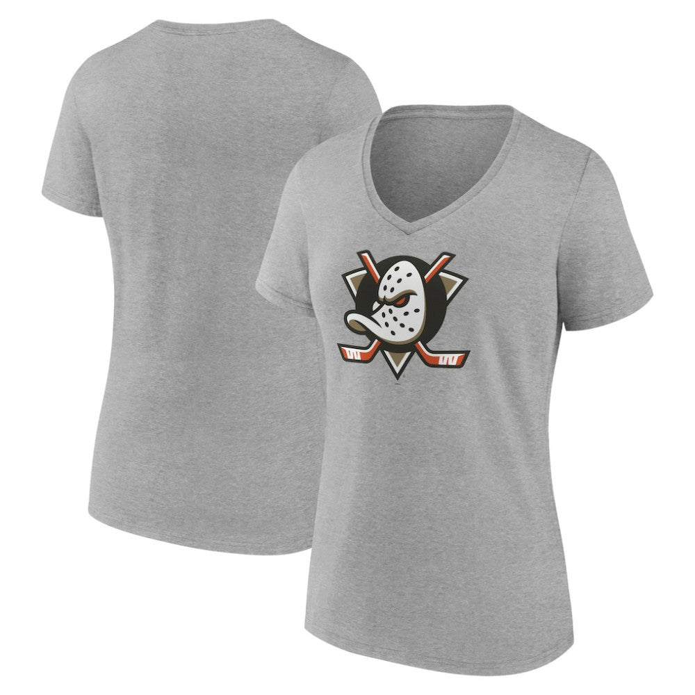 Anaheim Ducks Women's Primary Logo V-Neck T-Shirt – Gray -  NHL T-shirts