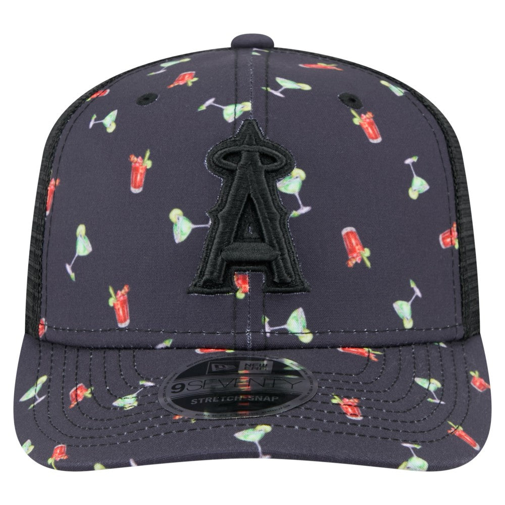 Los Angeles Angels New Era Adventure Drinks Pattern 9SEVENTY Stretch-Snap Hat - MLB Hats