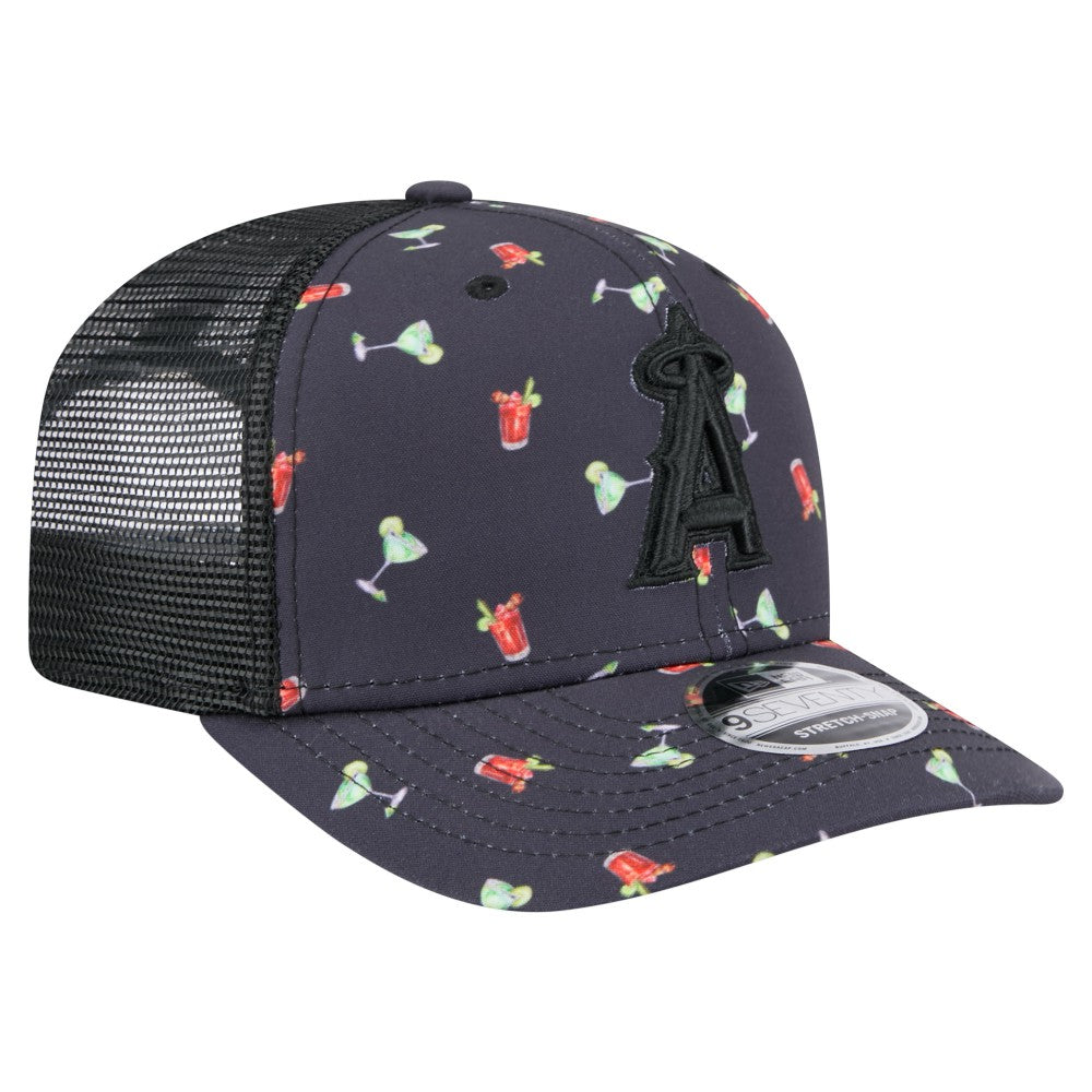 Los Angeles Angels New Era Adventure Drinks Pattern 9SEVENTY Stretch-Snap Hat - MLB Hats