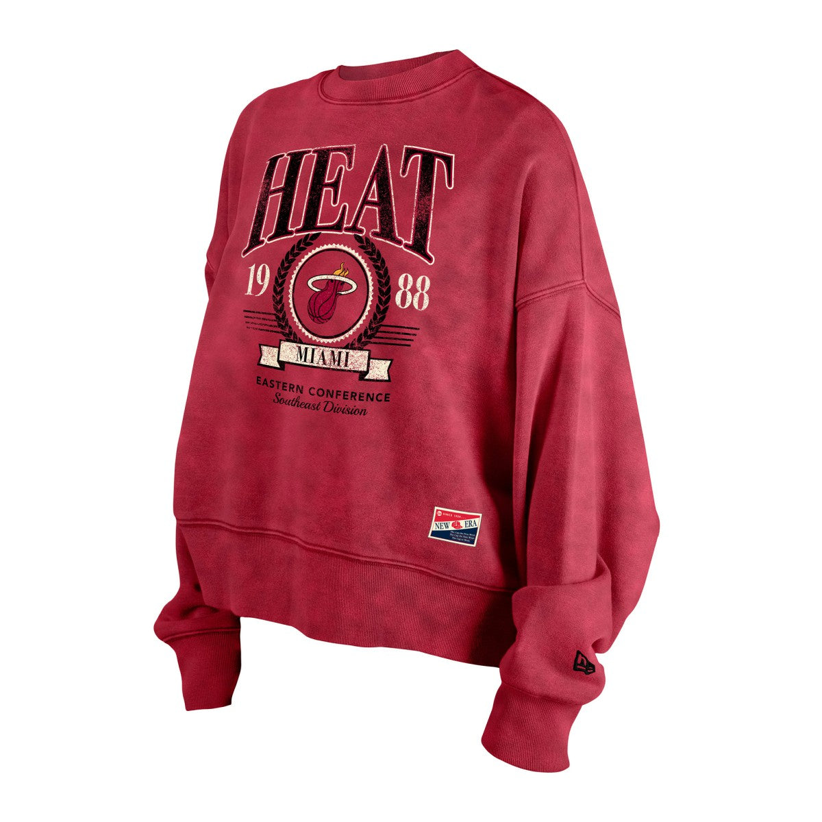 Red Miami Heat Women's Throwback Vintage Enzyme Wash Oversized Boxy Pullover Sweatshirt | NBA
