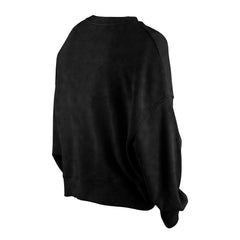 Black Brooklyn Nets Women's Throwback Vintage Enzyme Wash Oversized Boxy Pullover Sweatshirt | NBA
