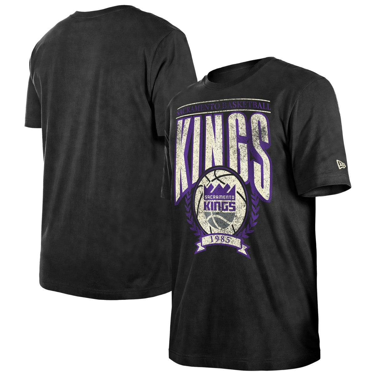 Black Sacramento Kings Throwback Vintage Boxy Mineral Wash T-Shirt | NBA