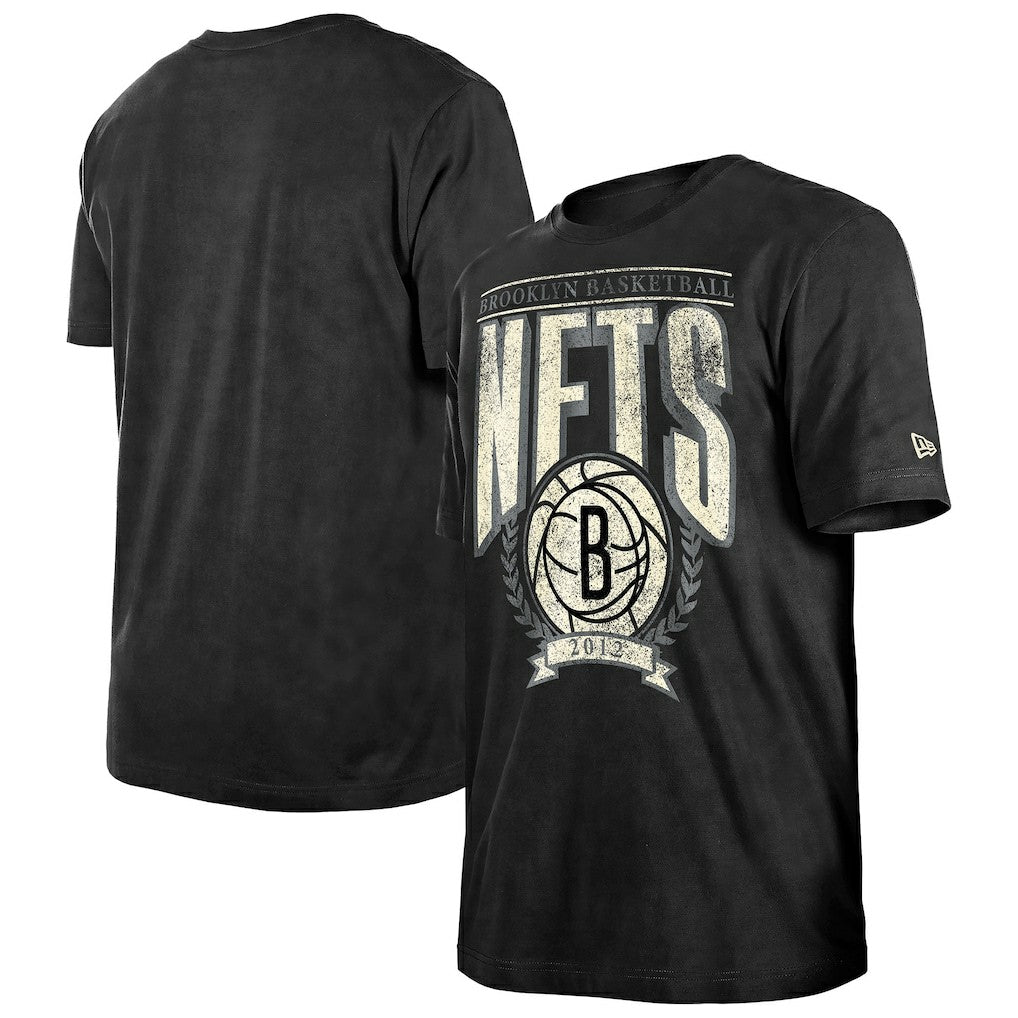 Black Brooklyn Nets Throwback Vintage Boxy Mineral Wash T-Shirt | NBA