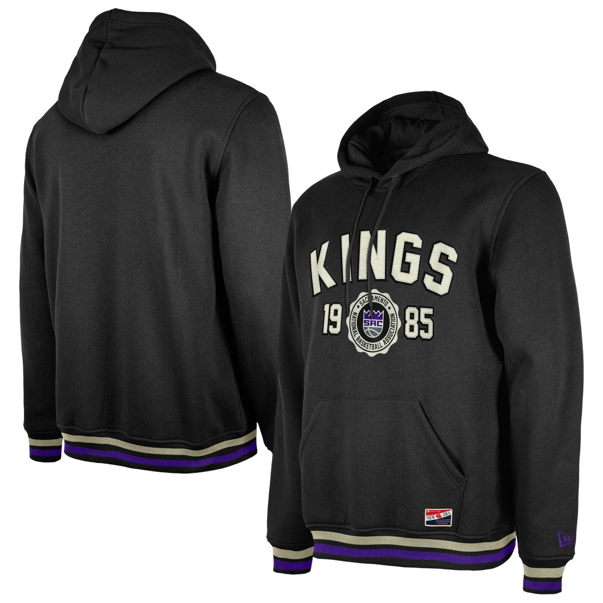 Black Sacramento Kings Throwback Vintage Pullover Hoodie | NBA