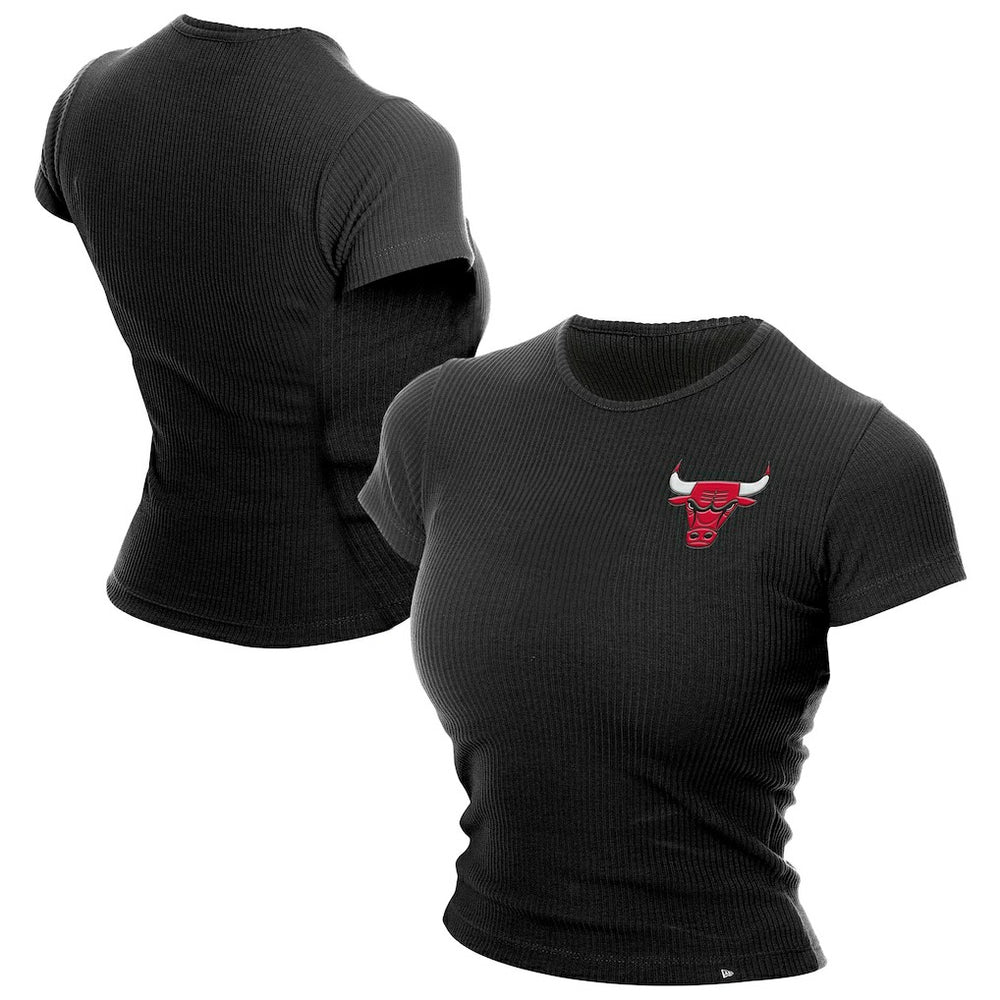 Black Chicago Bulls Women's Leisure Collection Baby Doll Cropped T-Shirt sale | NBA