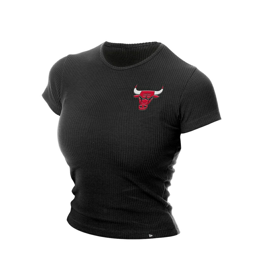 Black Chicago Bulls Women's Leisure Collection Baby Doll Cropped T-Shirt sale | NBA