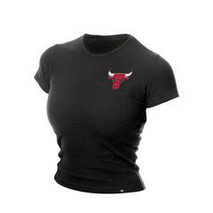 Black Chicago Bulls Women's Leisure Collection Baby Doll Cropped T-Shirt sale | NBA