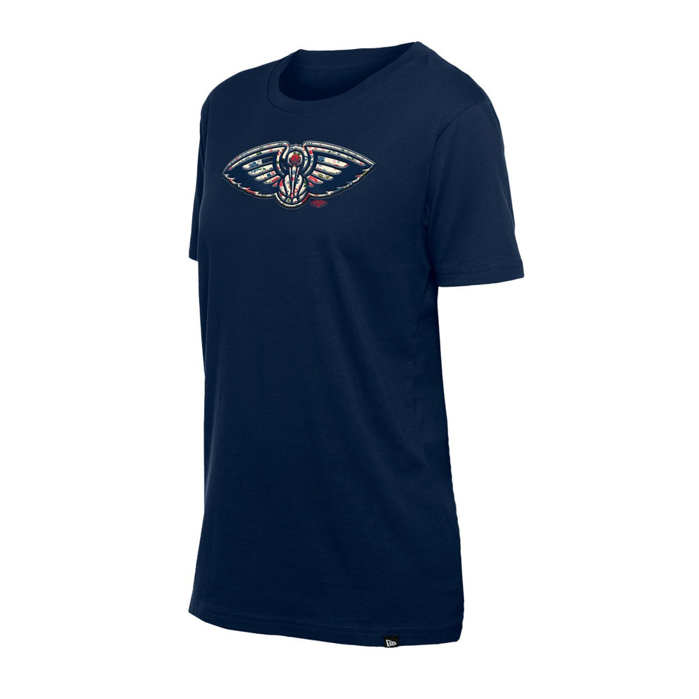 Navy New Orleans Pelicans Women's Glam Game Flower T-Shirt | NBA