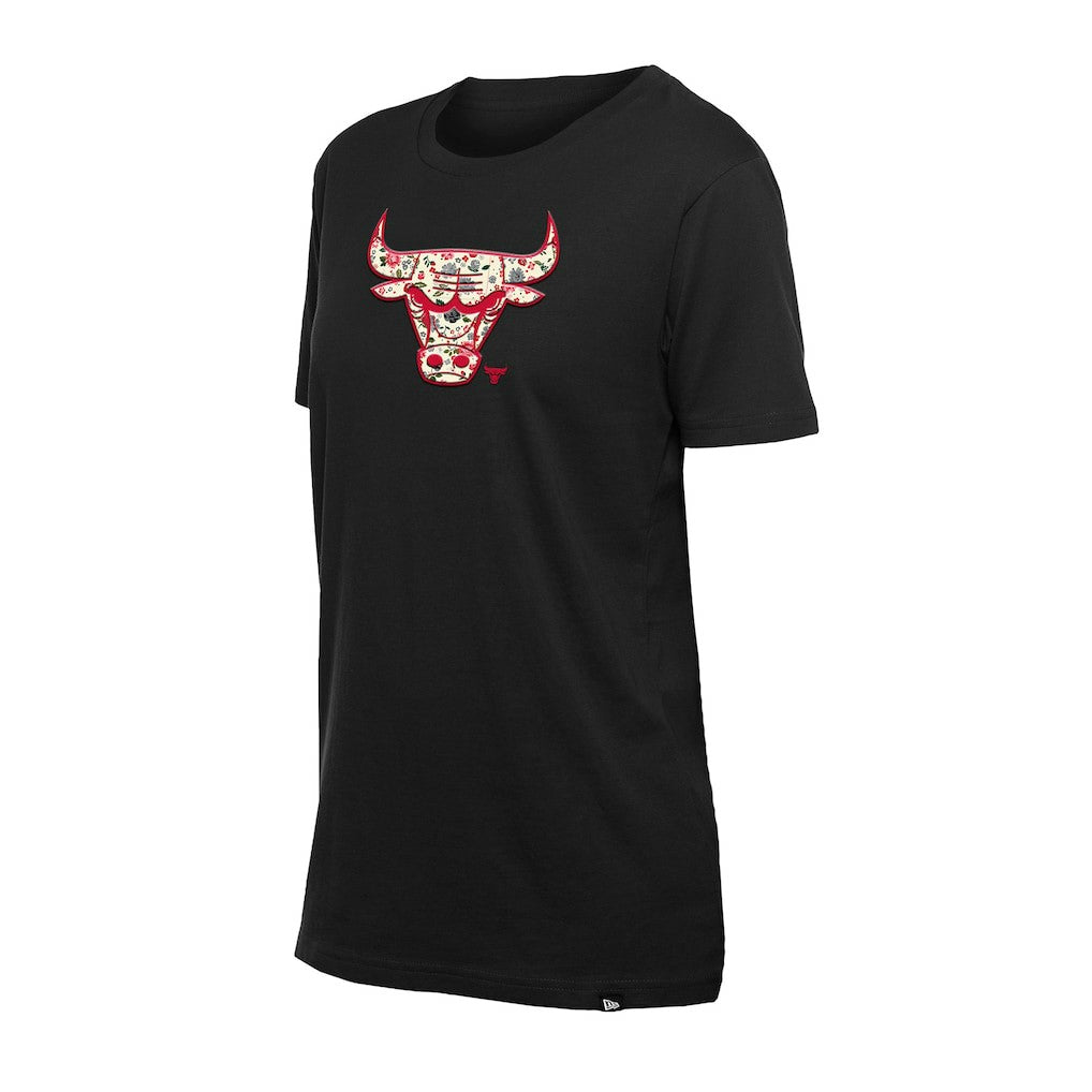 Black Chicago Bulls Women's Glam Game Flower T-Shirt sale | NBA