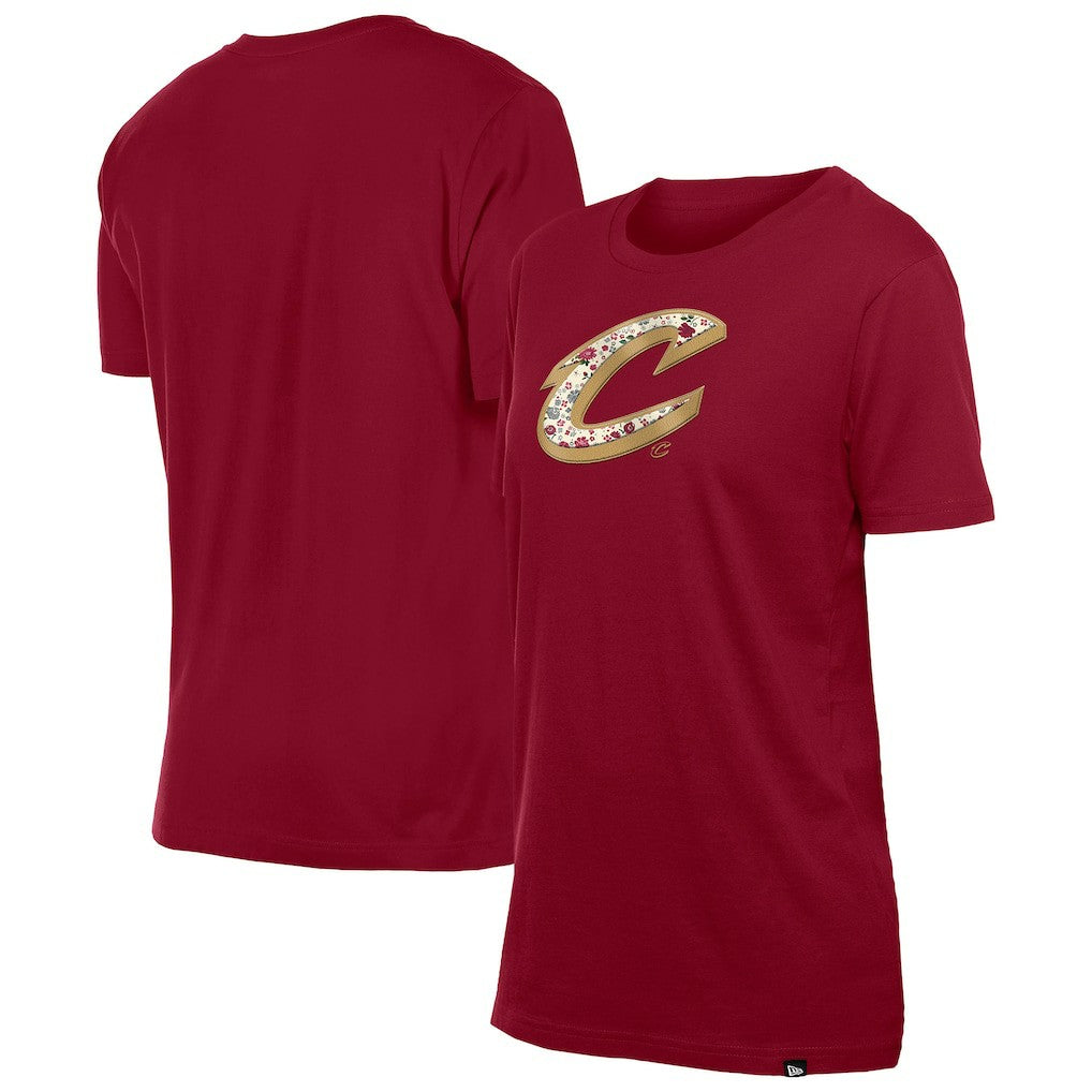 Wine Cleveland Cavaliers Women's Glam Game Flower T-Shirt sale | NBA