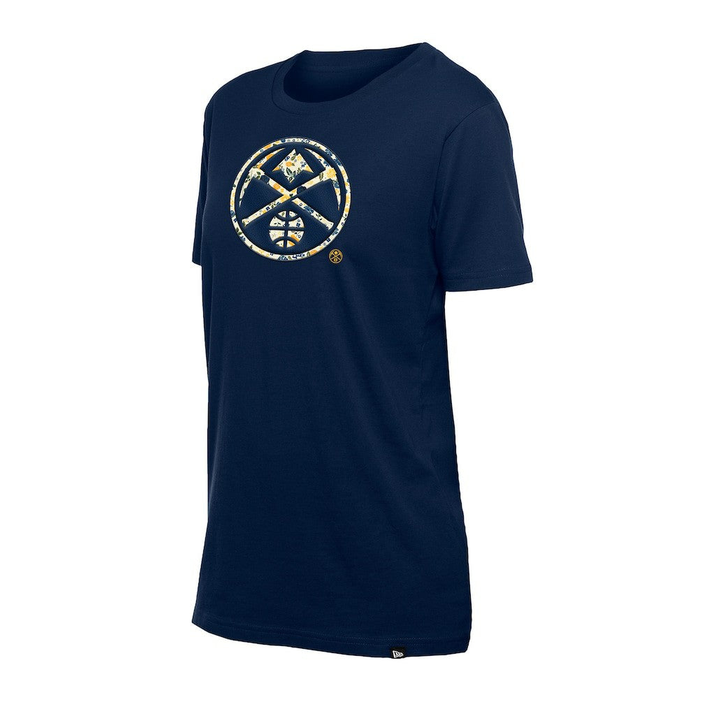 Navy Denver Nuggets Women's Glam Game Flower T-Shirt sale | NBA