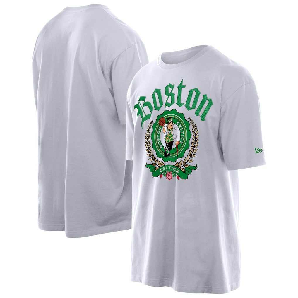 White Boston Celtics Throwback Prep Oversized T-Shirt | NBA