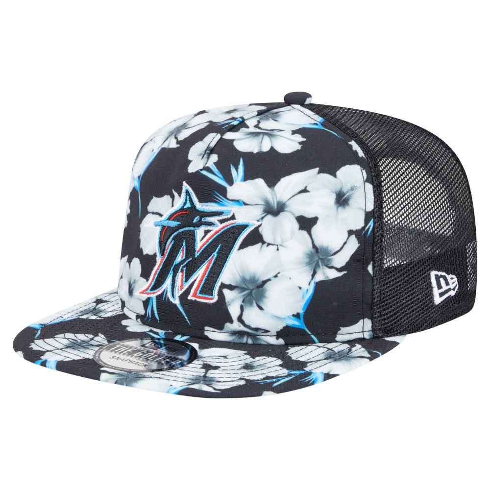 Miami Marlins New Era Adventure Pattern Golfer Trucker Snapback Hat - MLB Hats