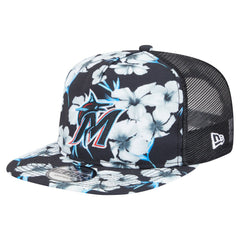 Miami Marlins New Era Adventure Pattern Golfer Trucker Snapback Hat - MLB Hats