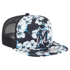 Miami Marlins New Era Adventure Pattern Golfer Trucker Snapback Hat - MLB Hats