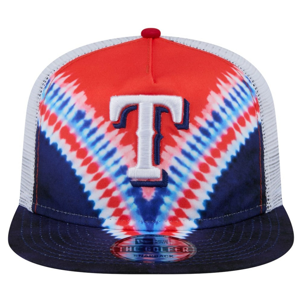 Texas Rangers New Era Tie-Dye Golfer Trucker Adjustable Hat - MLB Hats