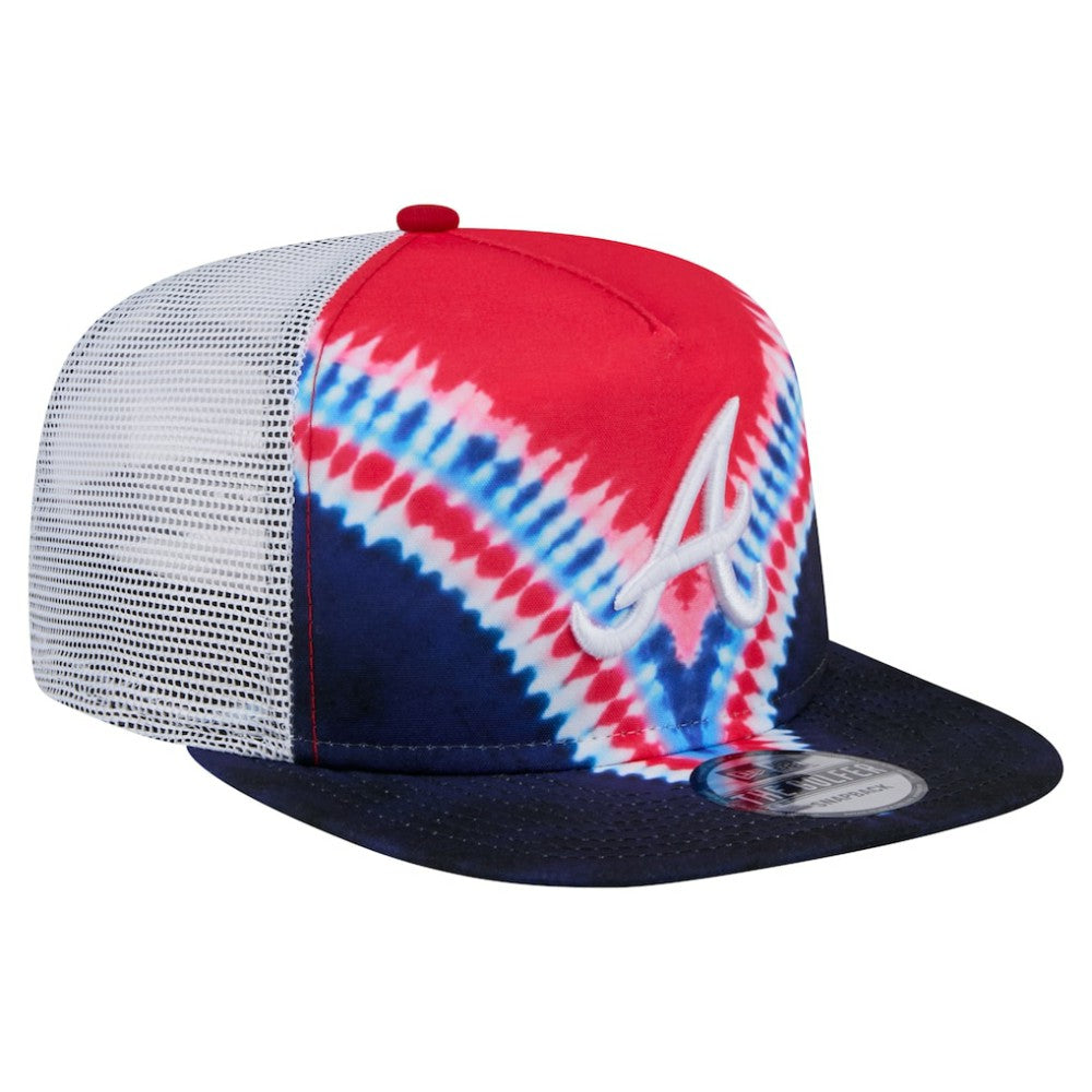 Atlanta Braves New Era Tie-Dye Golfer Trucker Adjustable Hat - MLB Hats