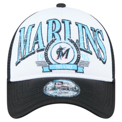 Miami Marlins New Era Distressed 9FORTY A-Frame Adjustable Trucker Hat - MLB Hats