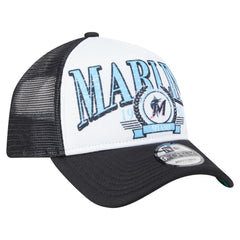 Miami Marlins New Era Distressed 9FORTY A-Frame Adjustable Trucker Hat - MLB Hats