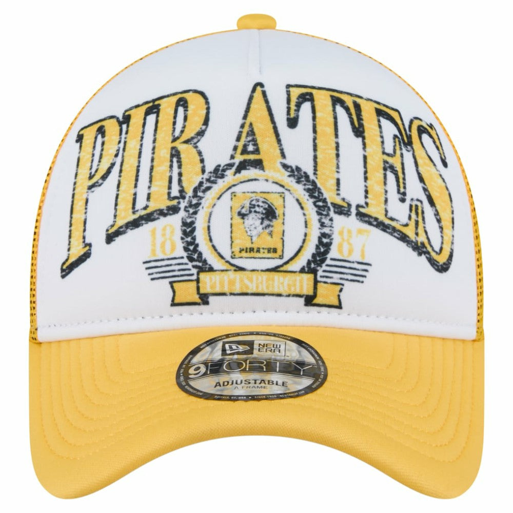 Pittsburgh Pirates New Era Distressed 9FORTY A-Frame Adjustable Trucker Hat - MLB Hats