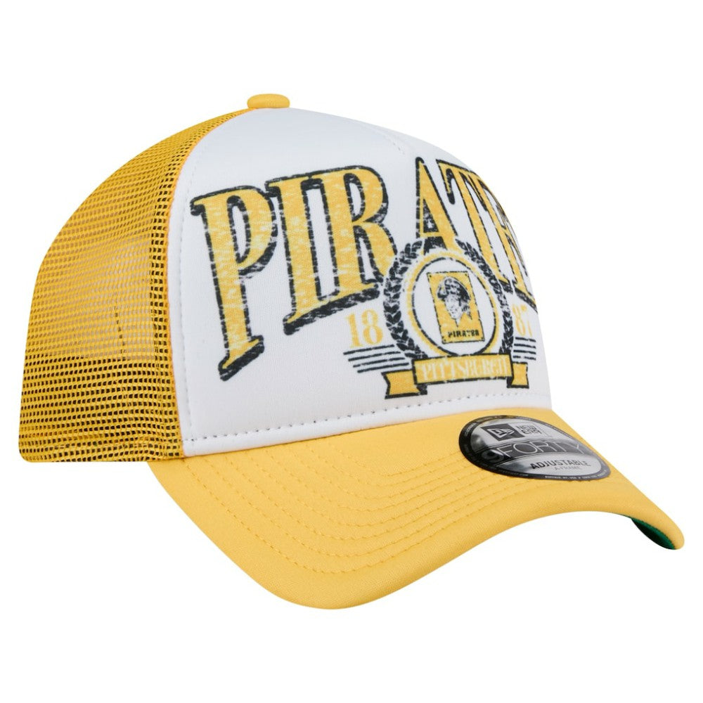 Pittsburgh Pirates New Era Distressed 9FORTY A-Frame Adjustable Trucker Hat - MLB Hats