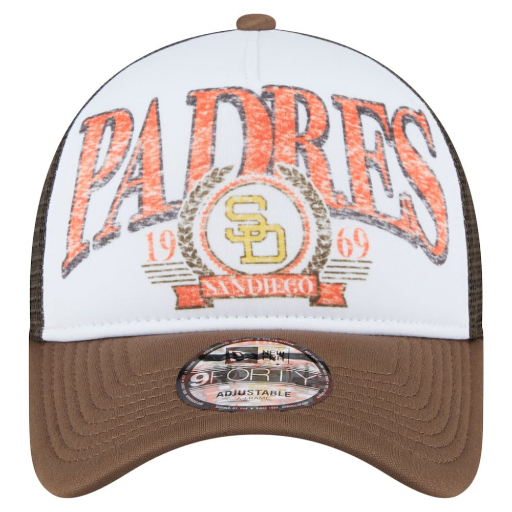 San Diego Padres New Era Distressed 9FORTY A-Frame Adjustable Trucker Hat - MLB Hats