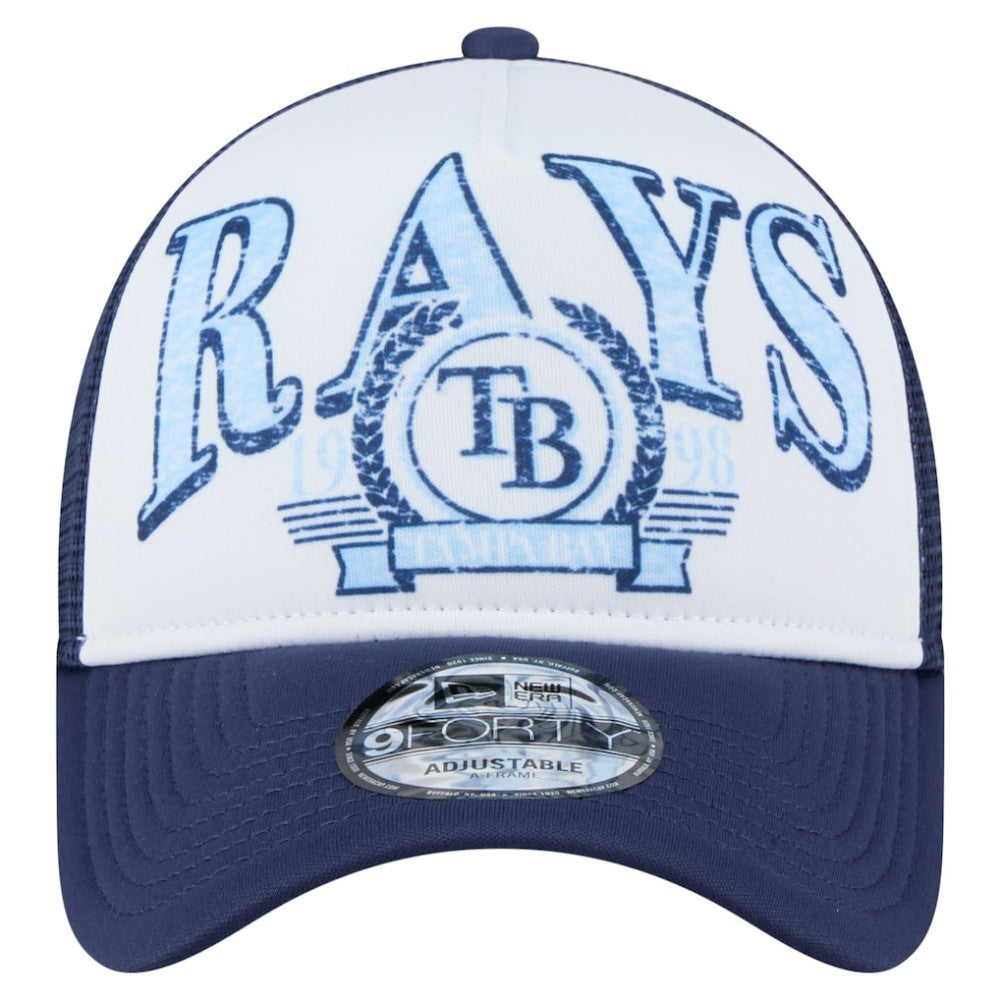 Tampa Bay Rays New Era Distressed 9FORTY A-Frame Adjustable Trucker Hat - MLB Hats