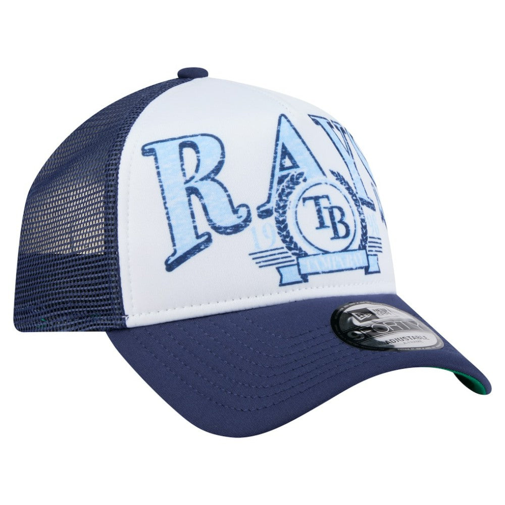 Tampa Bay Rays New Era Distressed 9FORTY A-Frame Adjustable Trucker Hat - MLB Hats