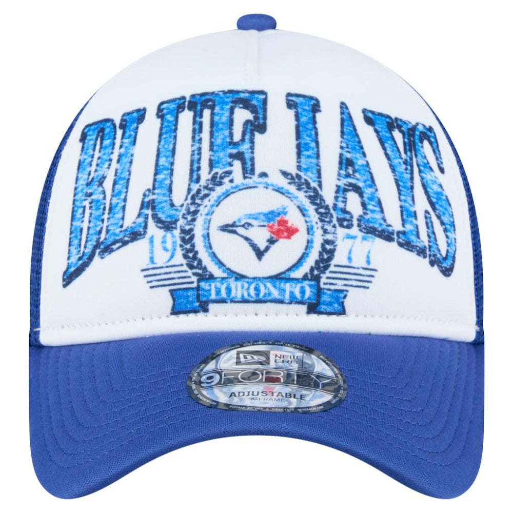 Toronto Blue Jays New Era Distressed 9FORTY A-Frame Adjustable Trucker Hat - MLB Hats