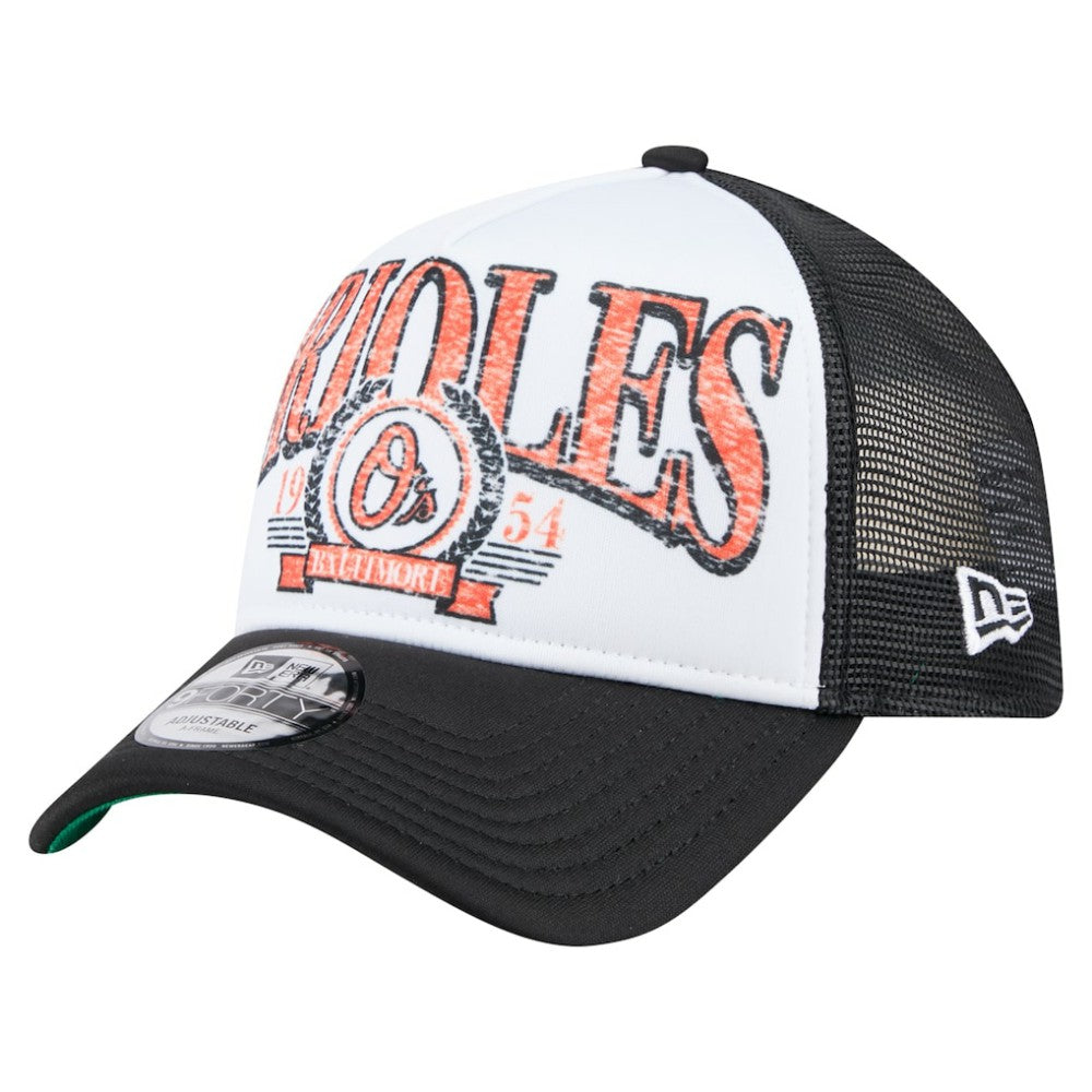 Baltimore Orioles New Era Distressed 9FORTY A-Frame Adjustable Trucker Hat - MLB Hats