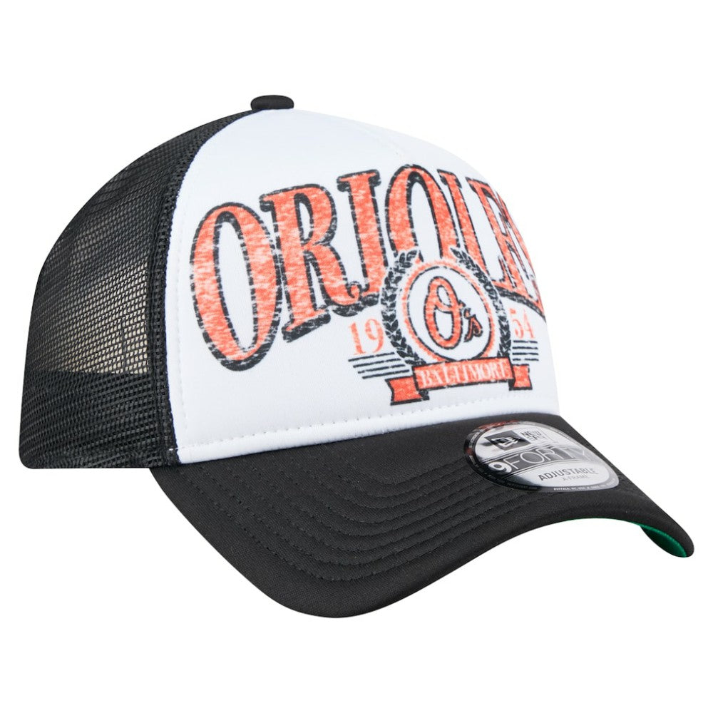 Baltimore Orioles New Era Distressed 9FORTY A-Frame Adjustable Trucker Hat - MLB Hats