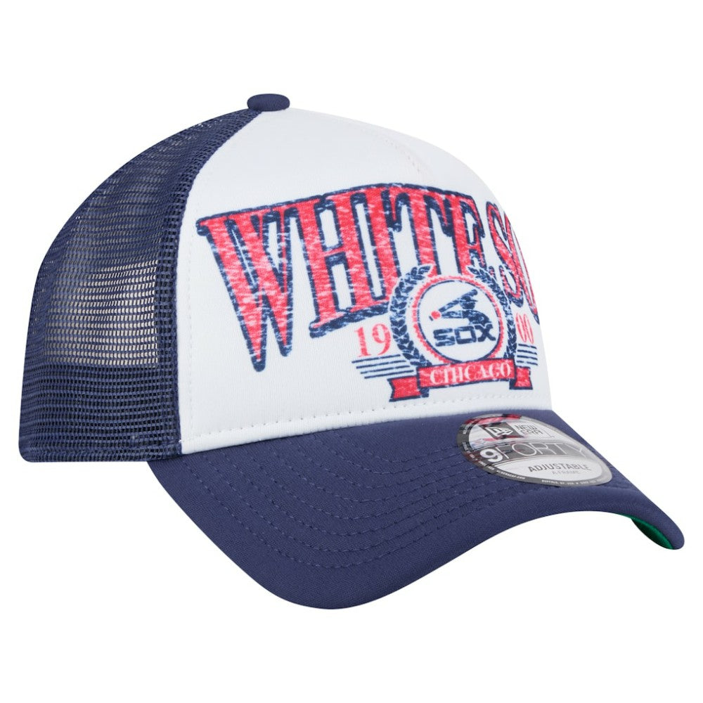 Chicago White Sox New Era Distressed 9FORTY A-Frame Adjustable Trucker Hat - MLB Hats