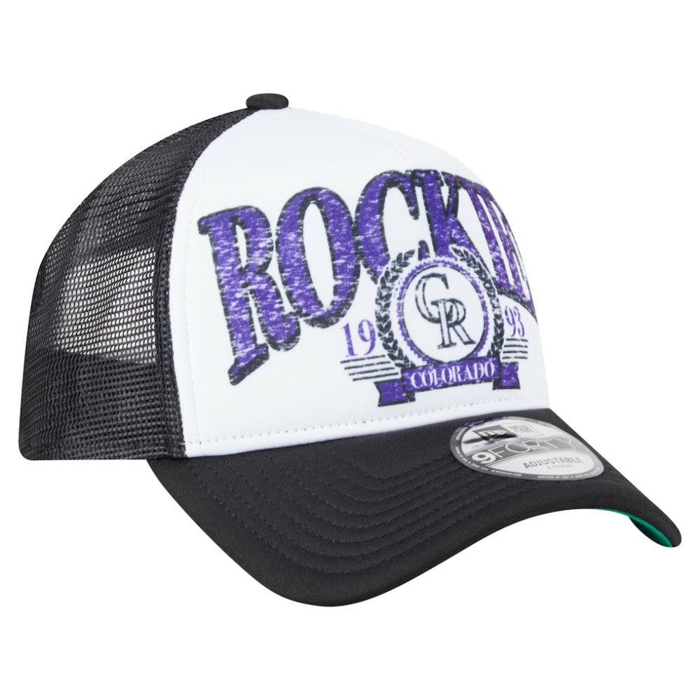 Colorado Rockies New Era Distressed 9FORTY A-Frame Adjustable Trucker Hat - MLB Hats