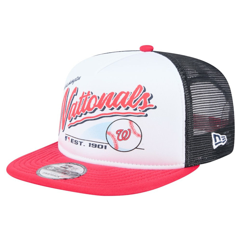 Washington Nationals New Era Retro Script Trucker 9FIFTY Snapback Hat - MLB Hats